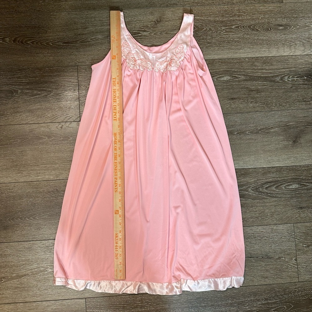 Sears & Roebuck Vintage 60s Nightgown Pink Satin Trim - Picture 7 of 9